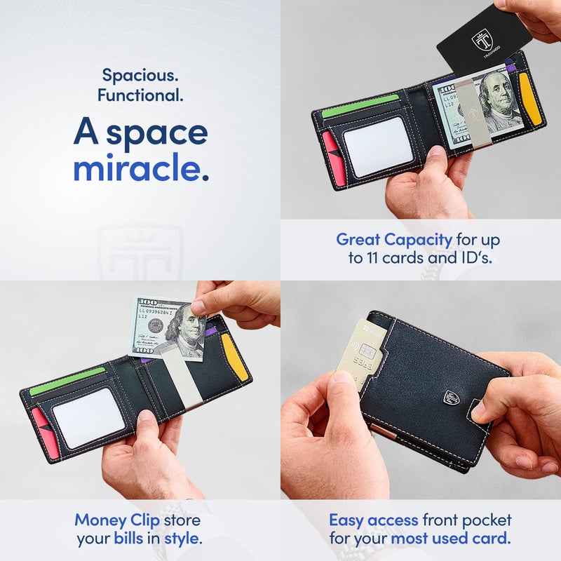 TRAVANDO Mens Wallet with Money Clip AUSTIN RFID Blocking Bifold Credit Card Holder for Men with Gift Box - Image 3